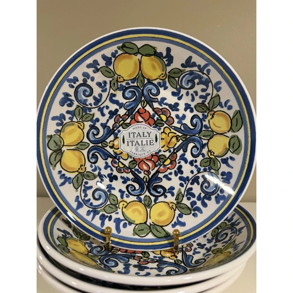 Set of 4 Ceramiche Italia Italian Lemon Pasta Bowls – 9